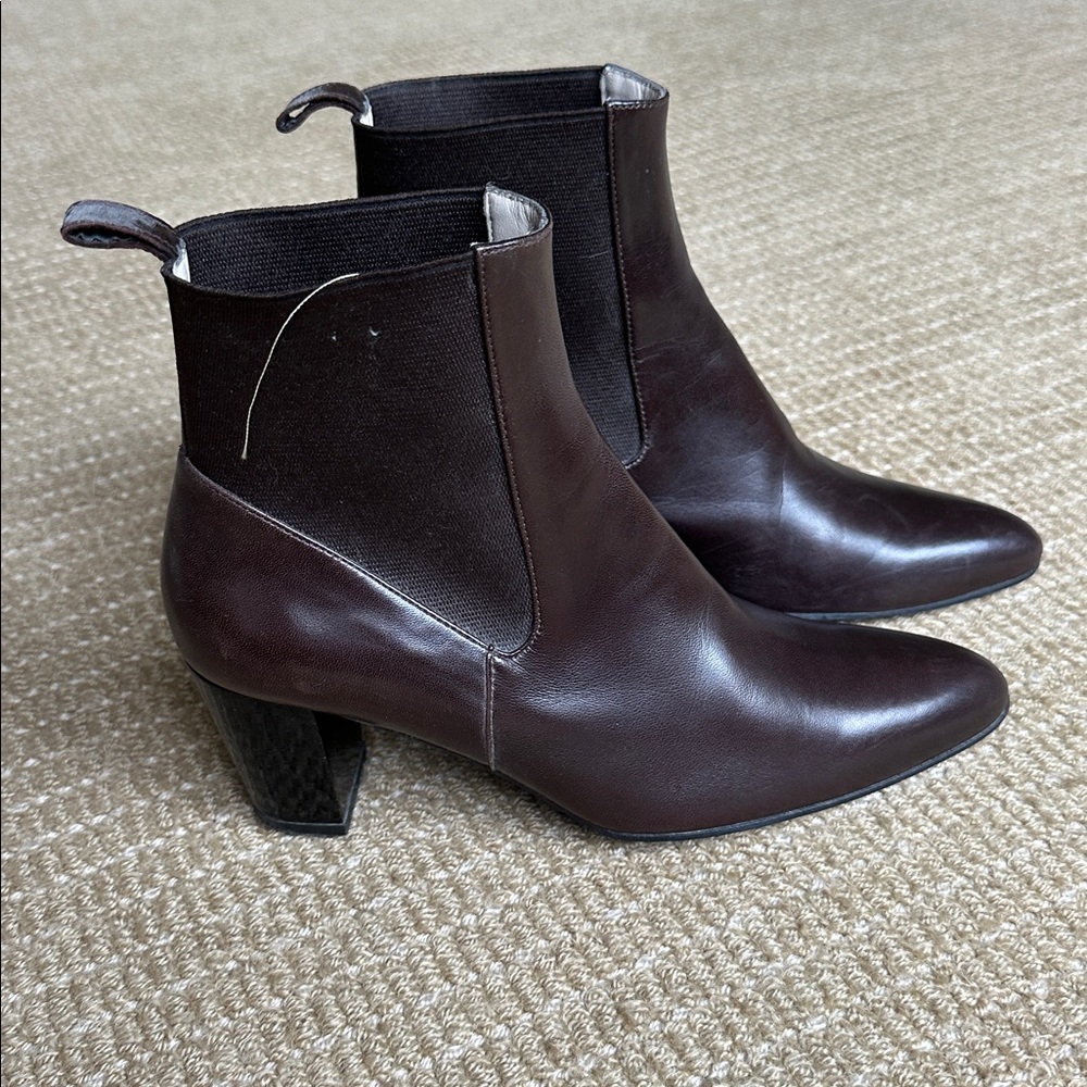 Robert Clergerie Chocolate Brown Leather Ankle Boots